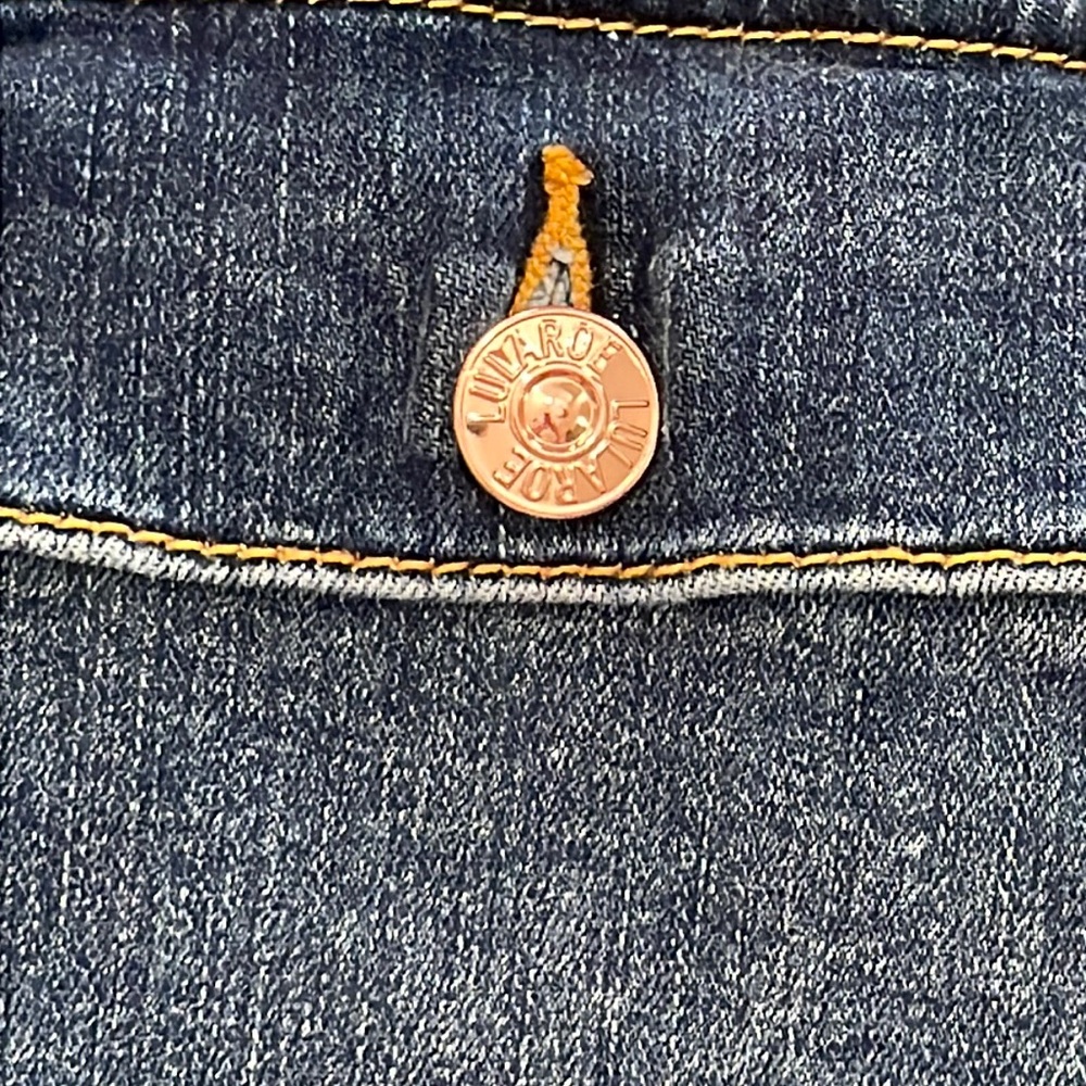 LuLaRoe Harvey Denim Jacket Rose Gold Size M EUC - Picture 4 of 8
